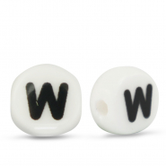 Letter beads ceramic W White-Black