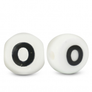 Letter beads ceramic O White-Black