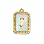 Stainless steel charm shell letter J Gold-White (natural colour)