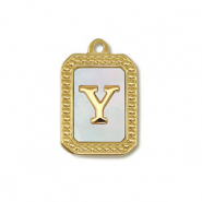 Stainless steel charm shell letter Y Gold-White (natural colour)