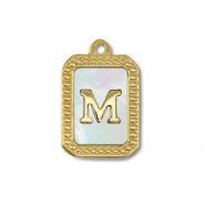 Stainless steel charm shell letter M Gold-White (natural colour)