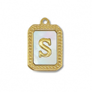 Stainless steel charm shell letter S Gold-White (natural colour)