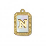 Stainless steel charm shell letter N Gold-White (natural colour)