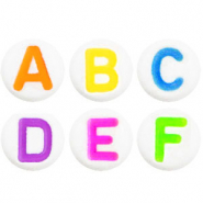 Acrylic letter beads mix White-Multicolour