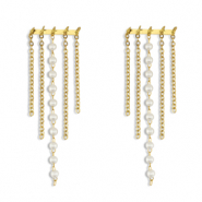 Stainless steel earrings / earpins with imitation pearls Gold