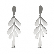 Stainless steel earrings / earpins leaf Silver