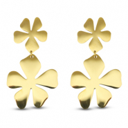 Stainless steel earrings / earpins flower Gold