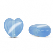 Glass beads Cat's eye heart Blue