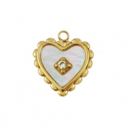 Stainless steel charm shell heart Gold-White (natural colour)