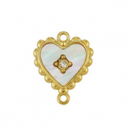 Stainless steel charm connector shell heart Gold-White (natural colour)