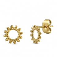 Stainless steel earrings / earpins flower Gold