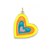 Brass TQ metal charms heart Gold-Multicolor Neon
