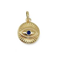 Brass TQ metal charms zirconia evil eye Gold-Dark Blue
