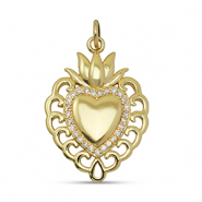 Brass TQ metal charms zirconia heart Gold