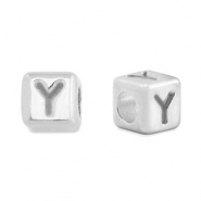 DQ Y European metal letter beads Antique Silver (nickel free)