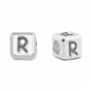 DQ R European metal letter beads Antique Silver (nickel free)