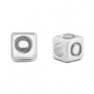 DQ O European metal letter beads Antique Silver (nickel free)