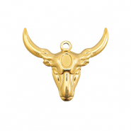 Stainless steel charms Texas longhorn skull Gold