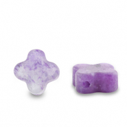 Natural stone beads Amethist clover Purple Transparent