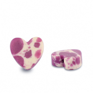 Natural stone beads heart Purple-White-Brown