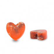 Natural stone beads heart Orange-White-Brown