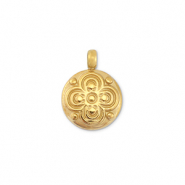 Stainless steel charms round with clover Gold