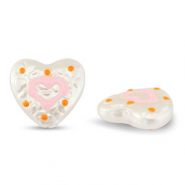 Acrylic beads heart Pearl-Light Pink-Orange