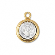 Metal charms round with saint Silver-Gold