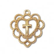 Metal charms heart with cross Gold