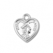 Metal charms heart with Queen Elisabeth Silver
