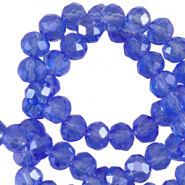 Top faceted beads 6x4mm disc Royal Blue Transparent