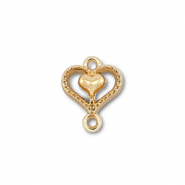 Metal charms connector heart with heart Gold