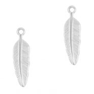 Stainless steel charms feather Silver