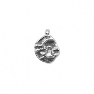 Stainless steel charms round Silver