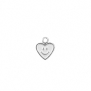 Stainless steel charms heart with smiley Silver