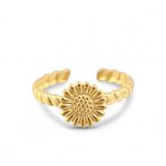 Stainless steel rings flower Gold