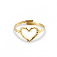 Stainless steel rings heart Gold
