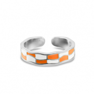 Stainless steel rings chequered Silver