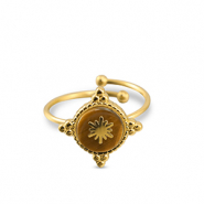 Stainless steel rings snowflake Gold-Brown