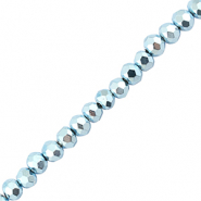 Top faceted beads 4x3mm disc Metallic Light Blue