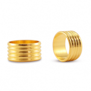 DQ metal slider ring with ribs Gold (Nickelfree)