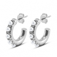 Stainless steel earrings / earpins with imitation pearls Silver