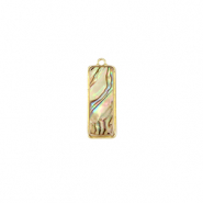Resin pendants with imitation shell rectangle Gold-Taupe