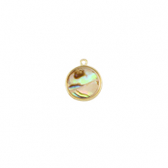 Resin pendants with imitation shell round Gold-Taupe