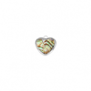 Resin pendants with imitation shell heart Silver-Ocean Green