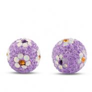 Bohemian beads round Purple-White
