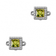 Stainless steel connectors zirconia square Silver-Lime Green