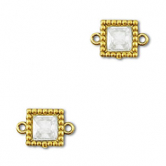 Stainless steel connectors zirconia square Gold-Transparent