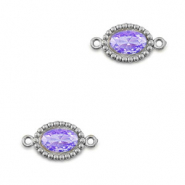 Stainless steel connectors zirconia oval Silver-Purple