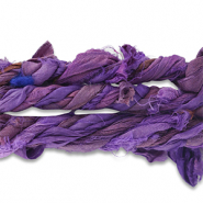 Silk sari ribbons twisted Multicolor-Purple